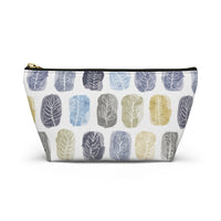 Watercolor Leaf Stamp Accessory Pouch w T-bottom in Navy
